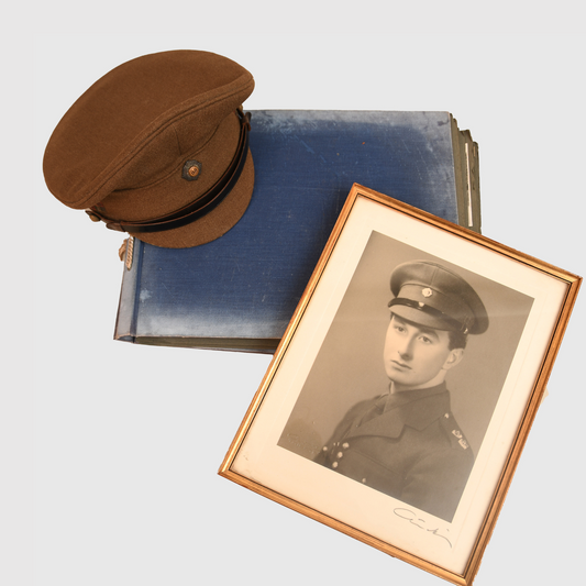 British WWII Scots Guards Officer's Visor Cap, Identified to a Notable Public Figure