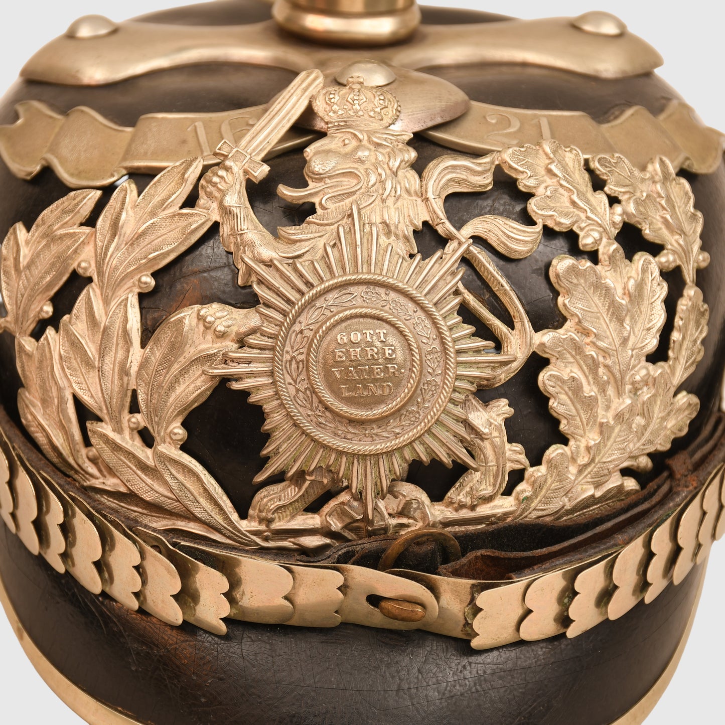 GERMAN WWI HESSE NCOS ALL LEATHER  PICKLEHAUBE