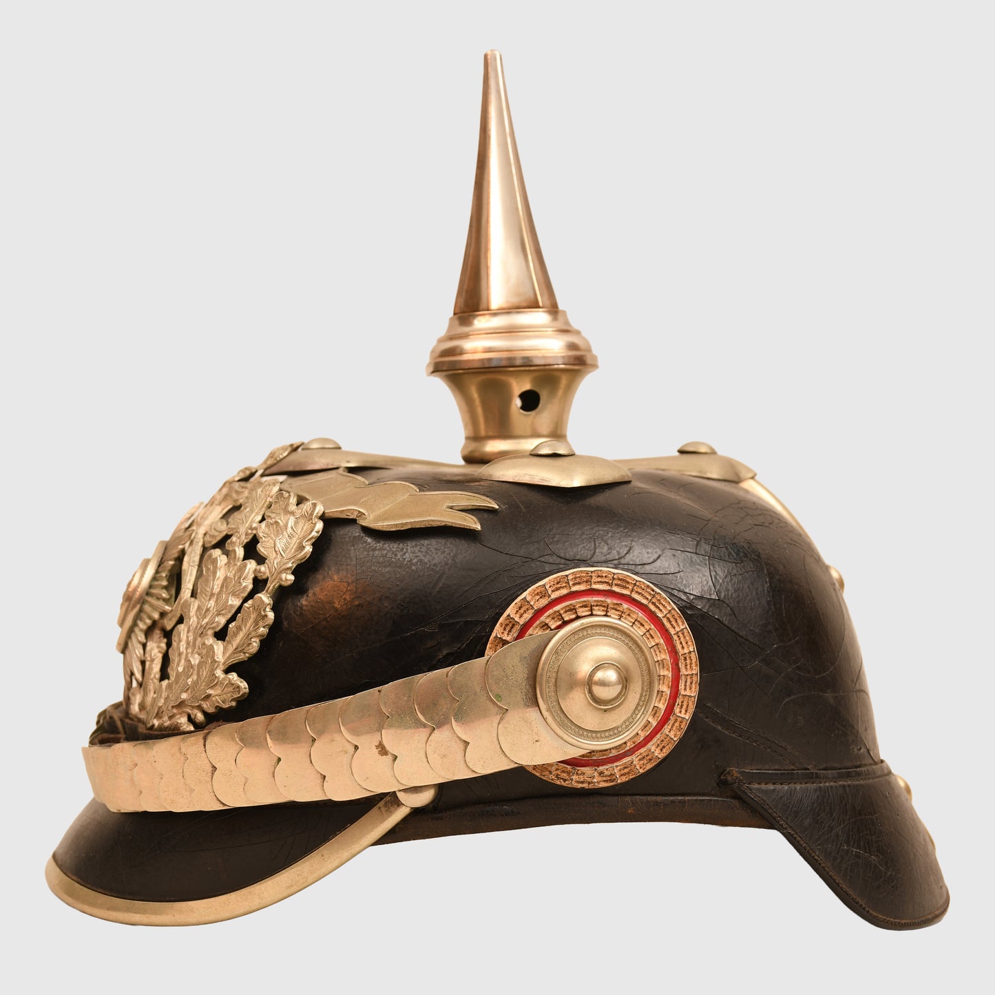 GERMAN WWI HESSE NCOS ALL LEATHER  PICKLEHAUBE