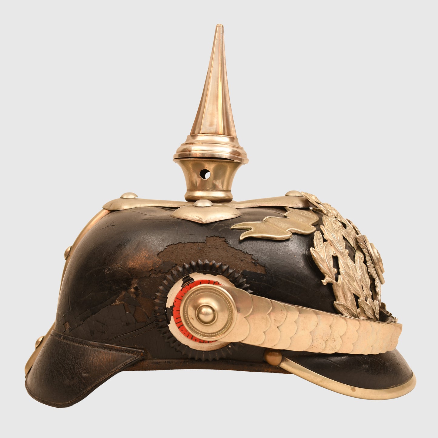 GERMAN WWI HESSE NCOS ALL LEATHER  PICKLEHAUBE