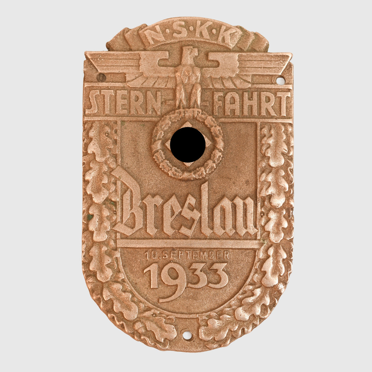 GERMAN WWII NSKK EASTERN DRIVE BRESLAU 1933 PLAQUETTE