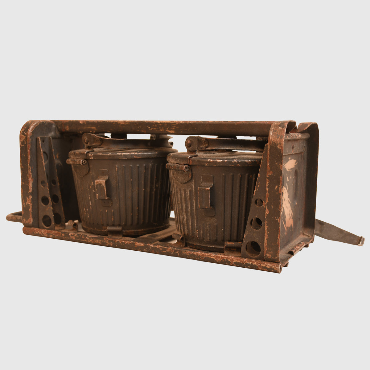 GERMAN WWII MG34 TWIN 50 ROUND DRUM MAGAZINE IN THEIR CARRING CASE