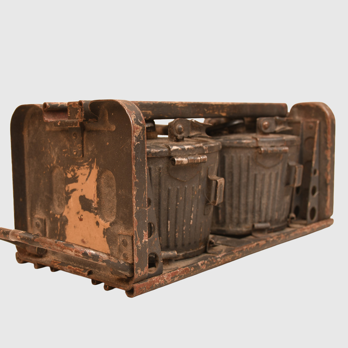 GERMAN WWII MG34 TWIN 50 ROUND DRUM MAGAZINE IN THEIR CARRING CASE