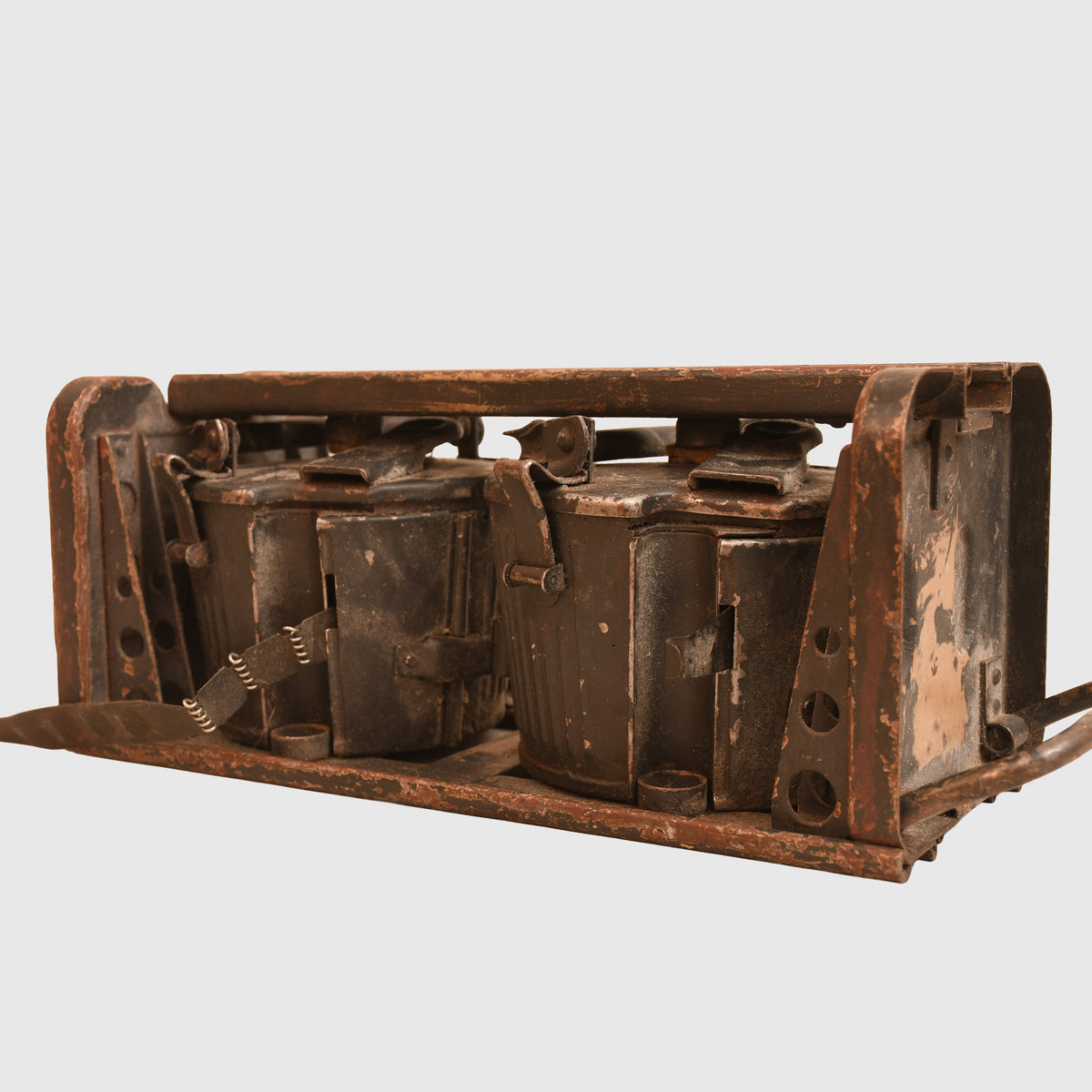 GERMAN WWII MG34 TWIN 50 ROUND DRUM MAGAZINE IN THEIR CARRING CASE