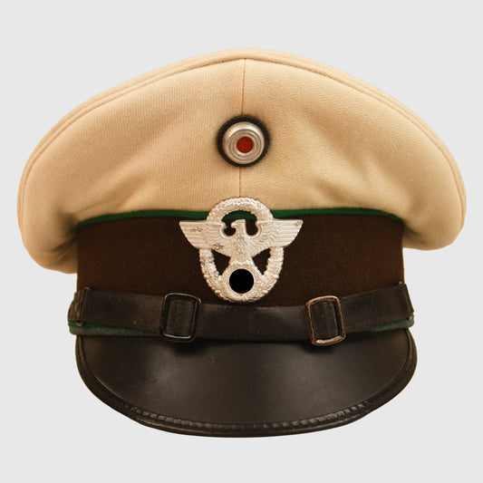 German WWII Municipal Police Enlisted Rank or NCO White Top Visor Cap