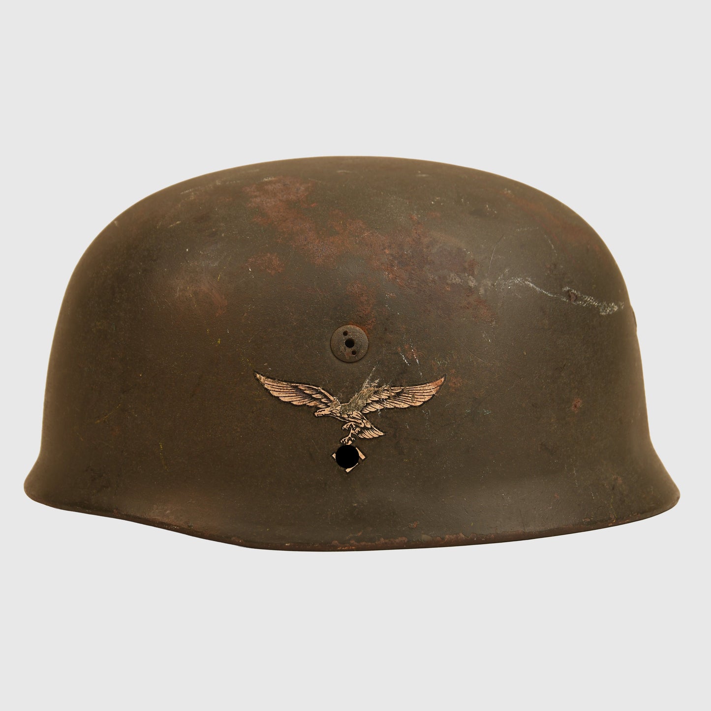 German WWII Luftwaffe Single Decal Paratrooper Helmet with Cloth Cover