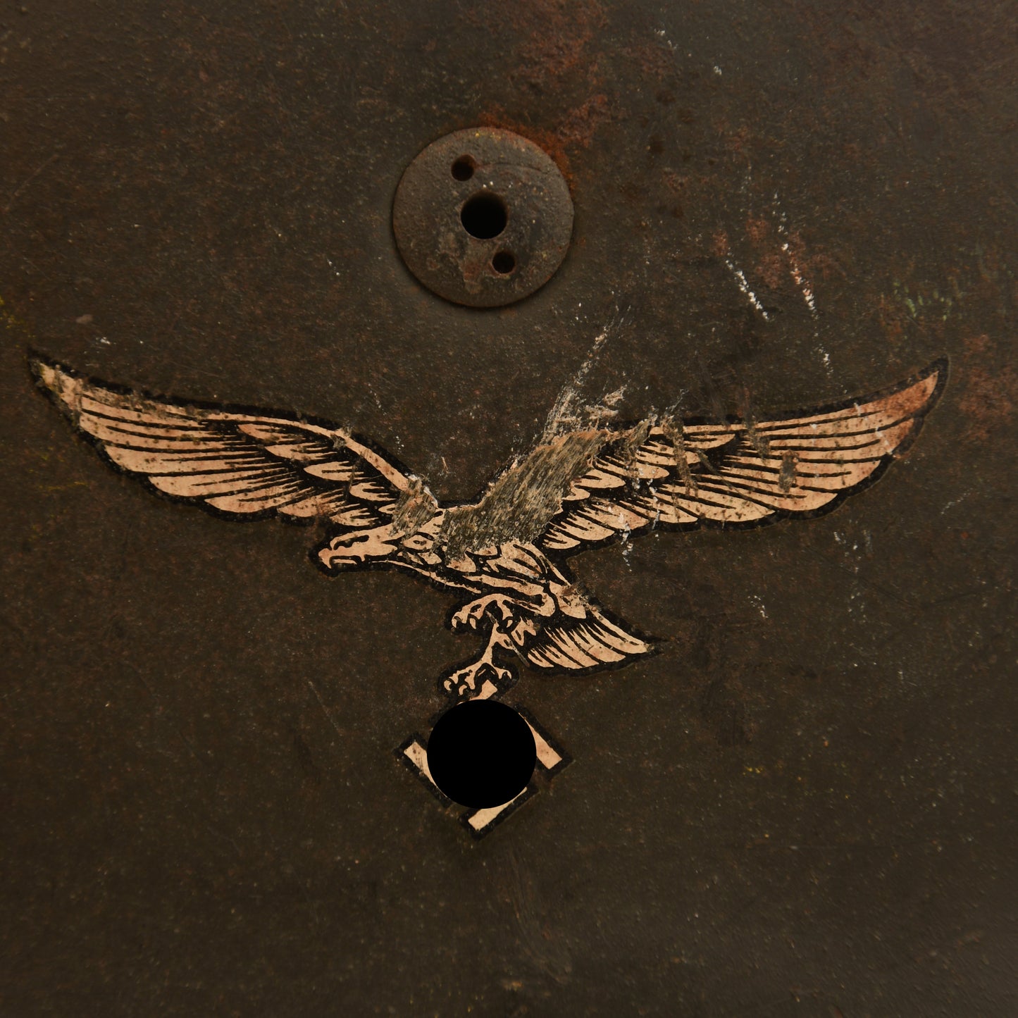 German WWII Luftwaffe Single Decal Paratrooper Helmet with Cloth Cover