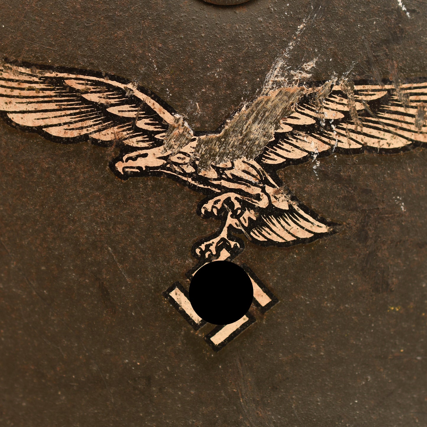 German WWII Luftwaffe Single Decal Paratrooper Helmet with Cloth Cover