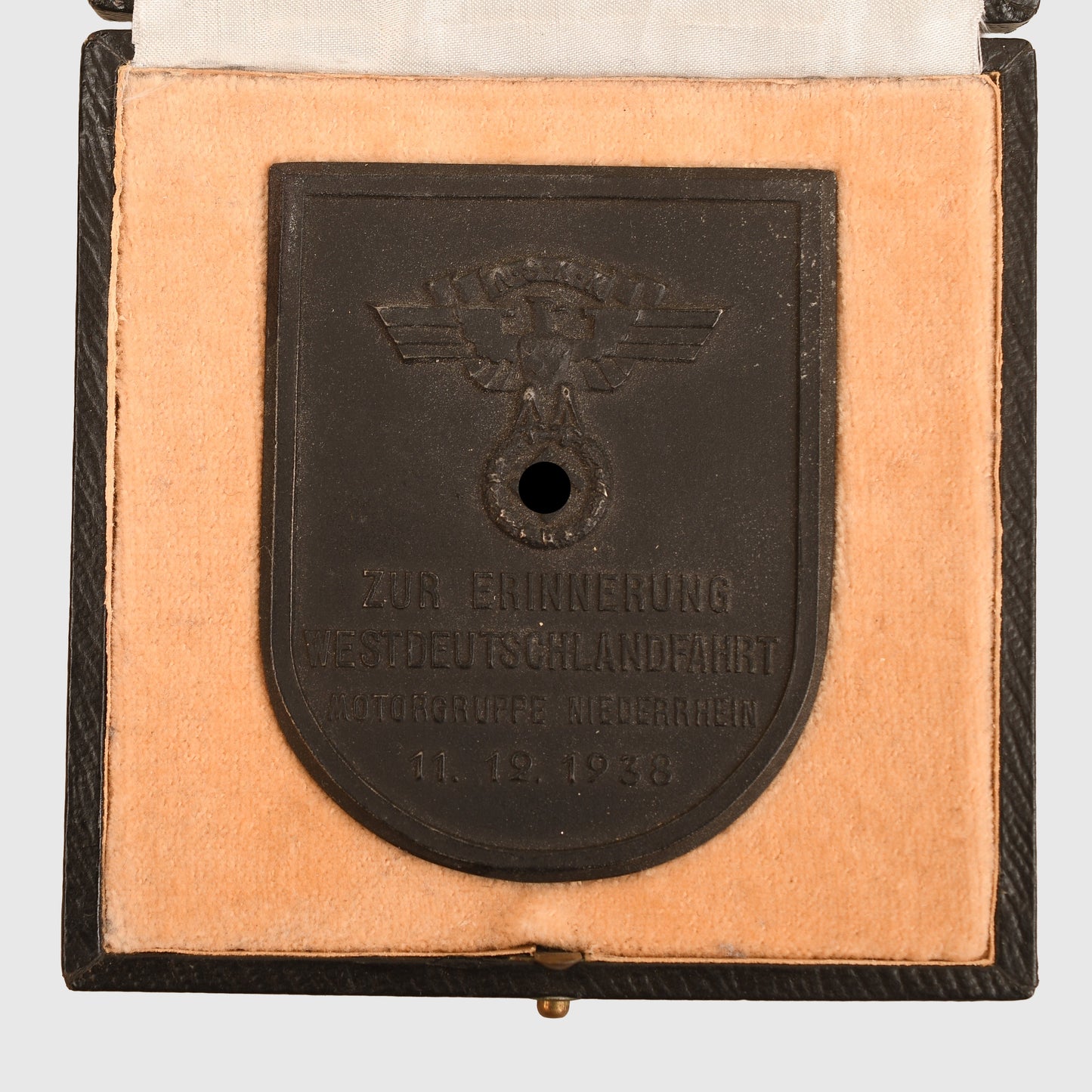 GERMAN WWII NSKK MOTOR GROUP NIEDERRHEIN BLACKENED PLAQUETTE