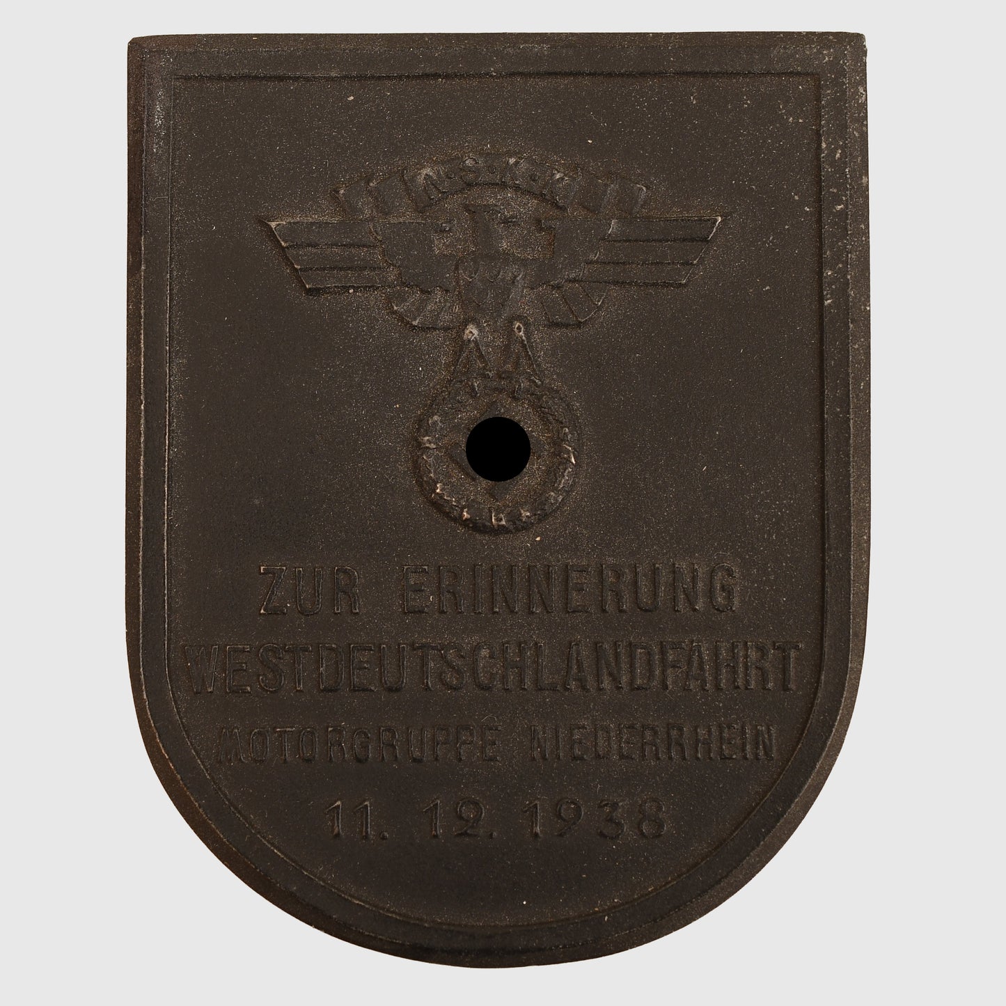 GERMAN WWII NSKK MOTOR GROUP NIEDERRHEIN BLACKENED PLAQUETTE