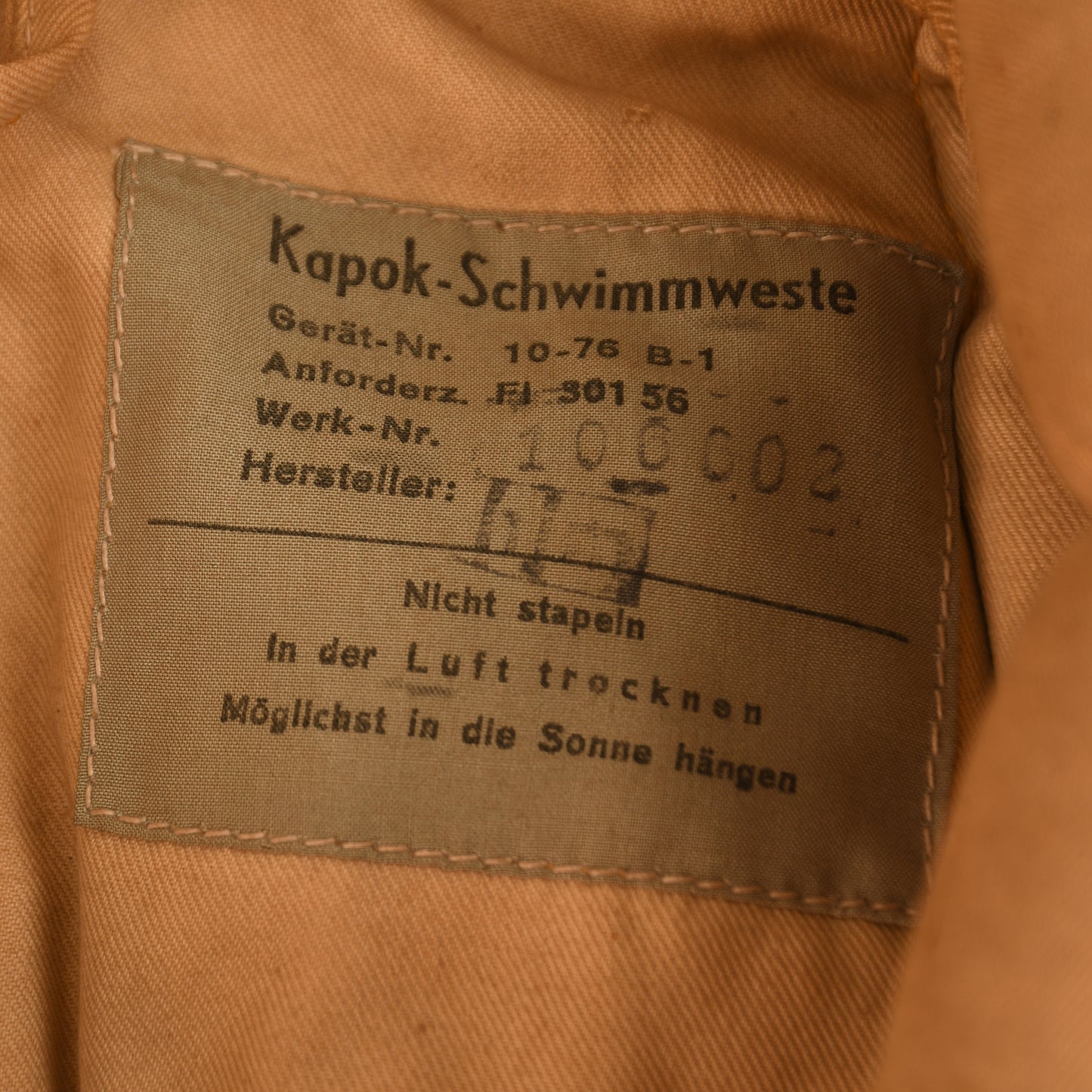 German WWII Luftwaffe Kapok Life Vest