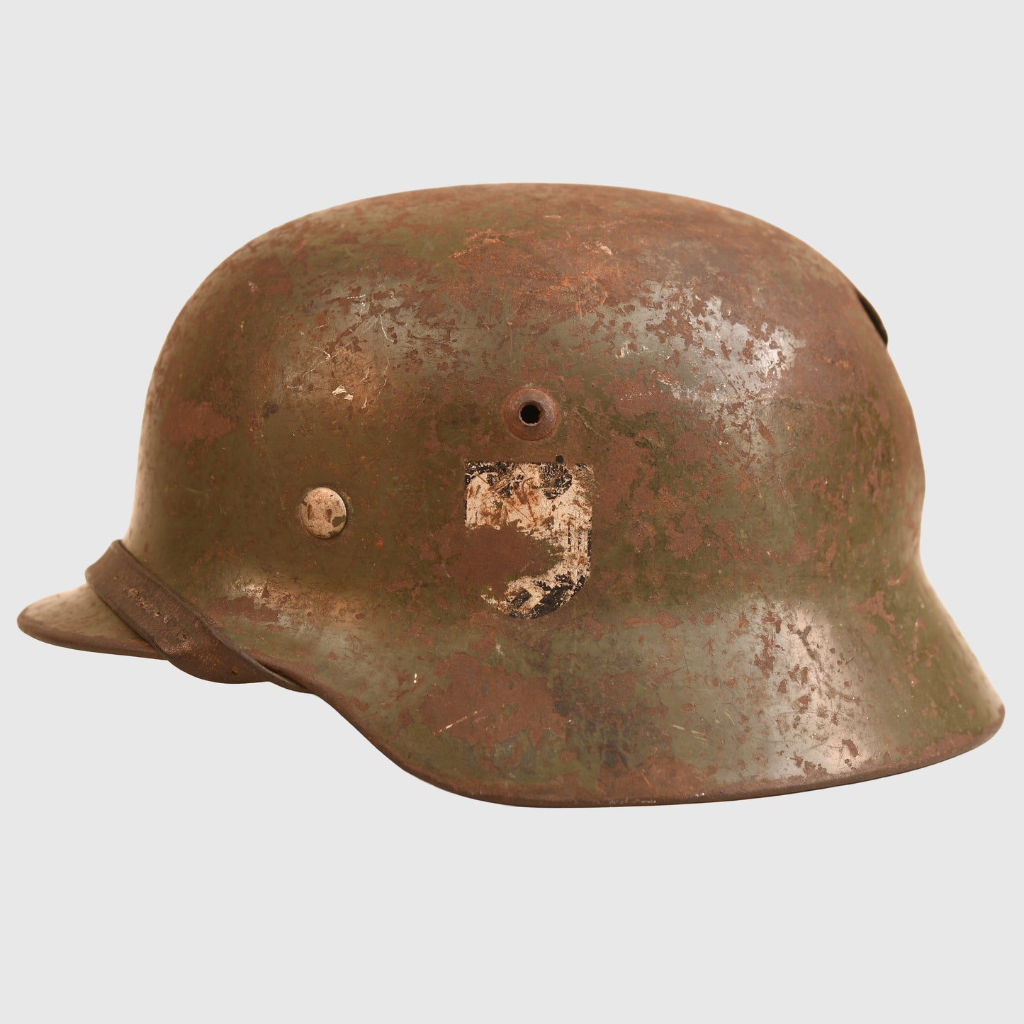 German WWII Battle Damaged M35 Double Decal Combat Helmet