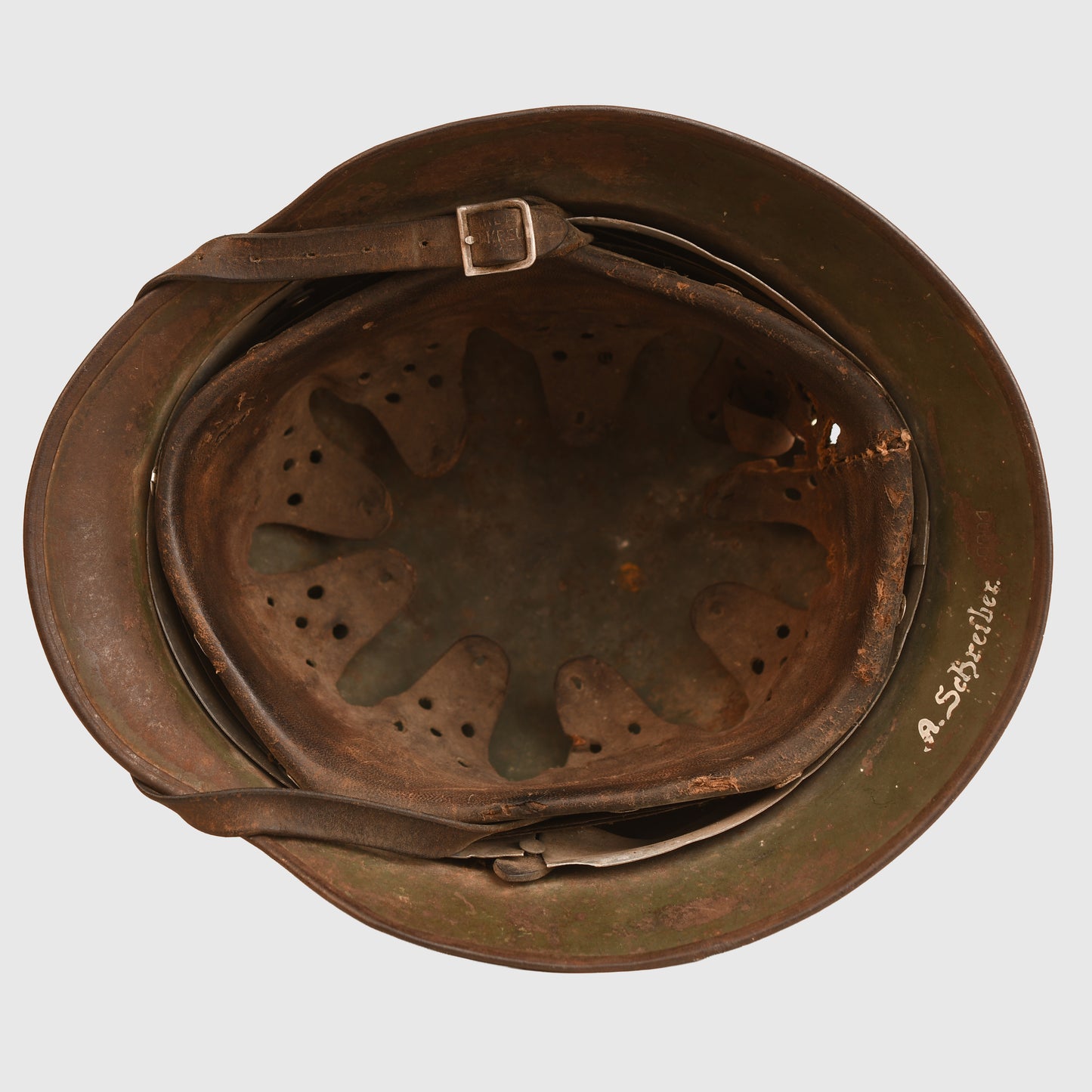 German WWII Battle Damaged M35 Double Decal Combat Helmet