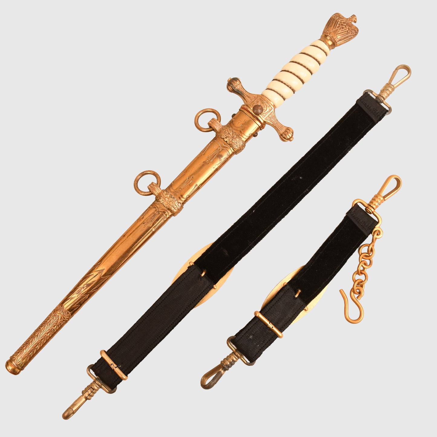 GERMAN WWII NAVAL OFFICERS DISPLAY PIECE WITH STRAPS