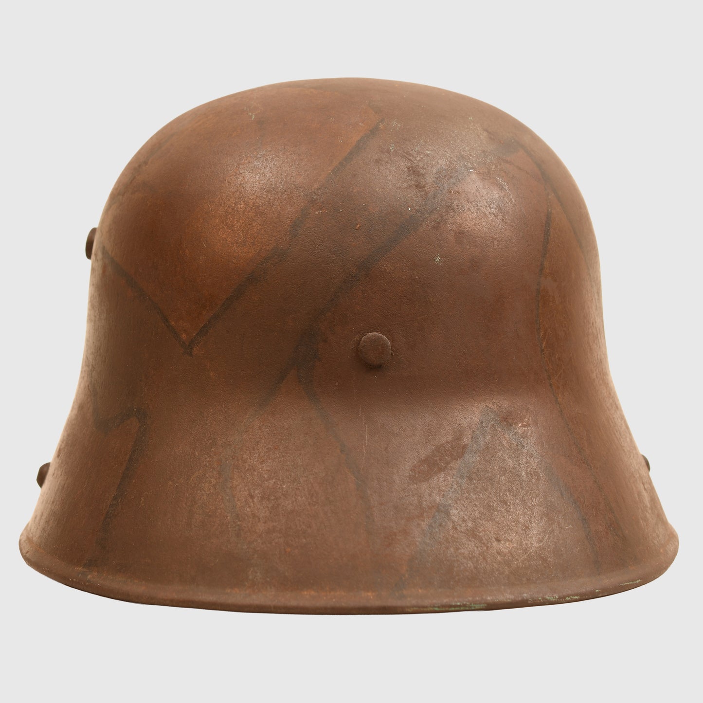 GERMAN WWI M.17 CAMOUFLAGE TRENCH HELMET WITH ORIGINAL CHINSTRAP AND LINER