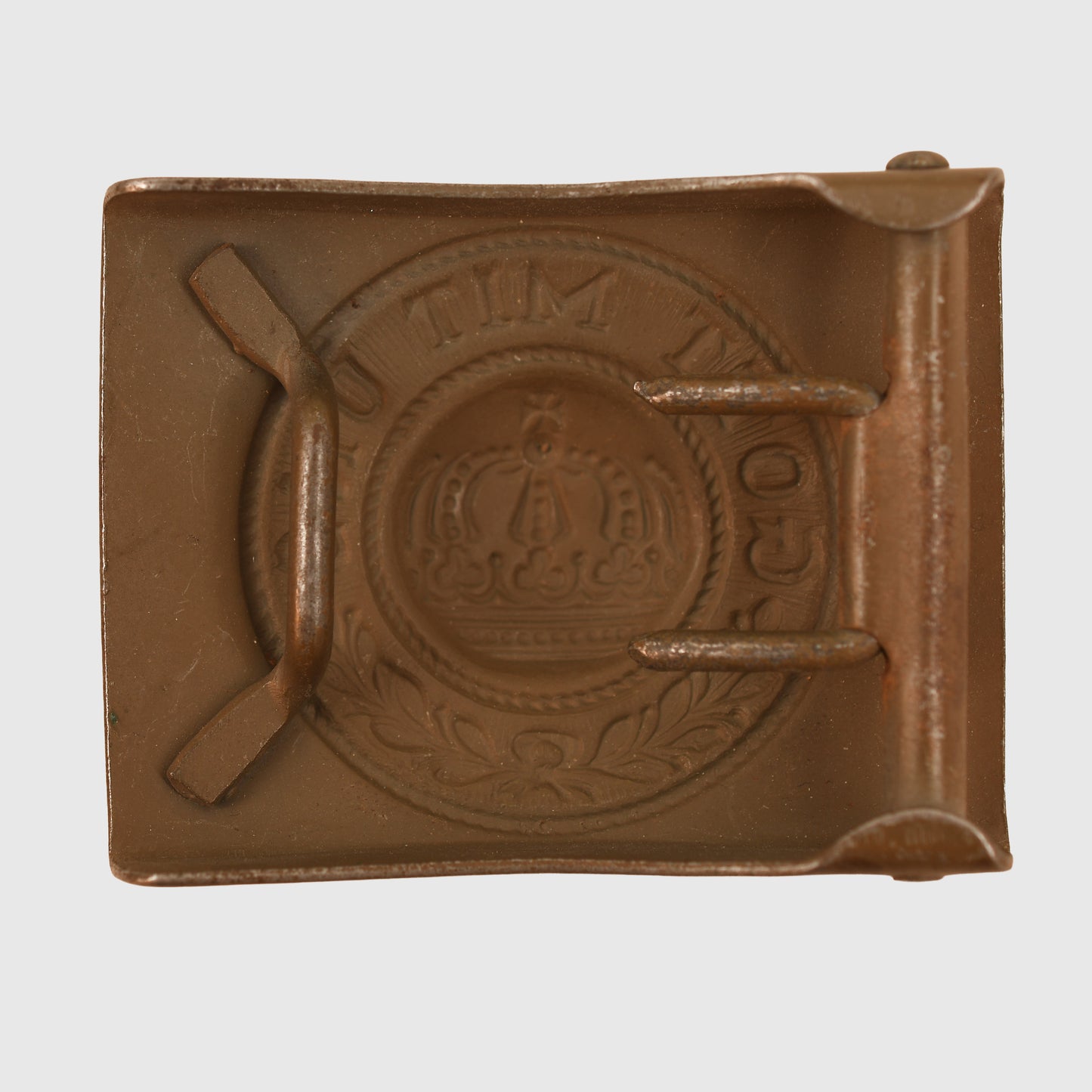 GERMAN WWI PRUSSIAN ALL STEEL BELT BUCKLE IN FIELD GREY