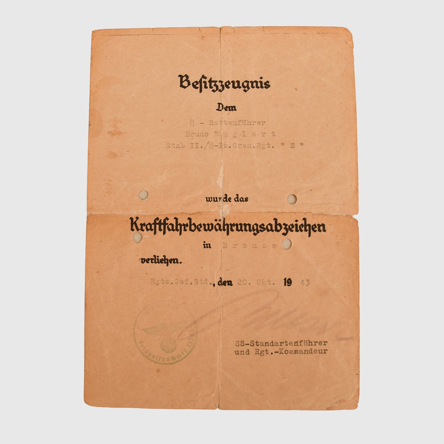 German WWII SS Document Grouping