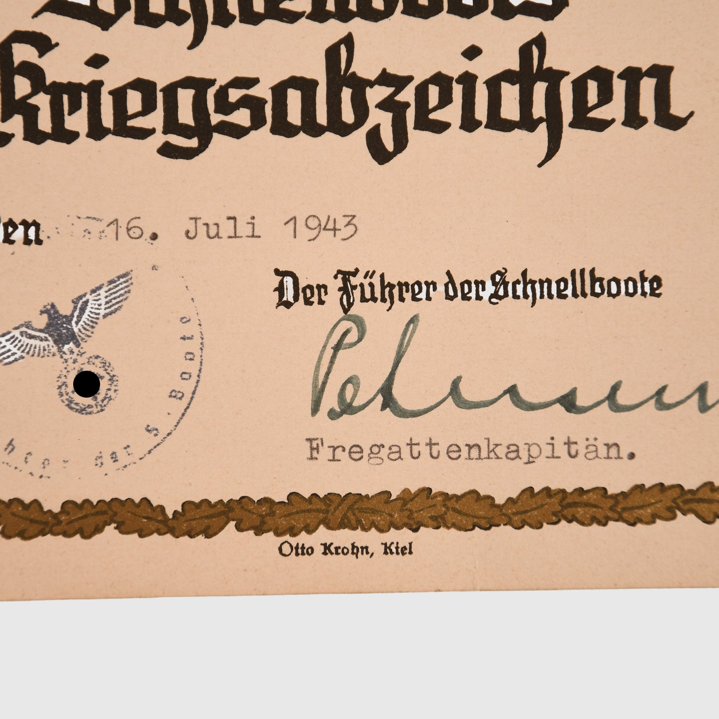 German WWII E-Boat Badge Document Grouping