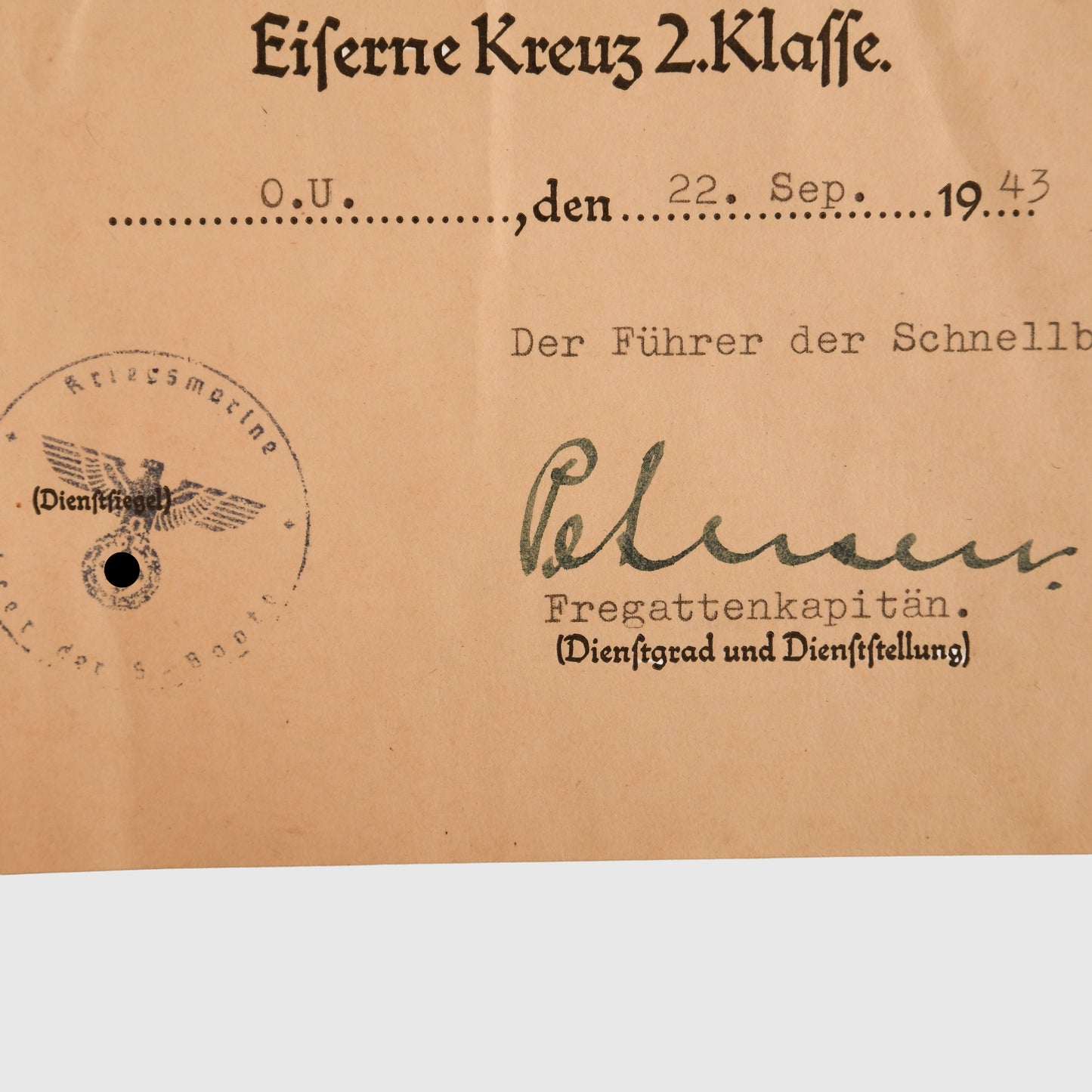 German WWII E-Boat Badge Document Grouping