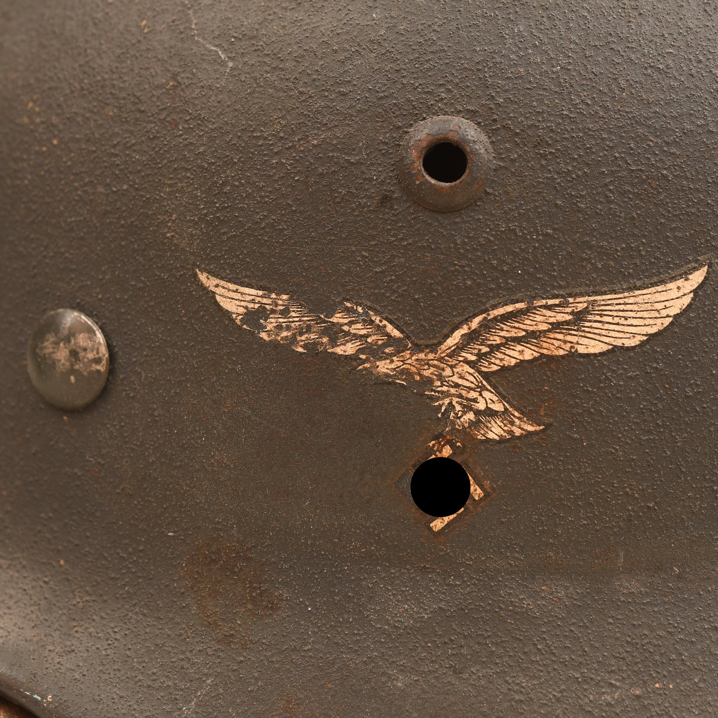 GERMAN WWII LUFTWAFFE M.35 DOUBLE DECAL RE-WORKED HELMET