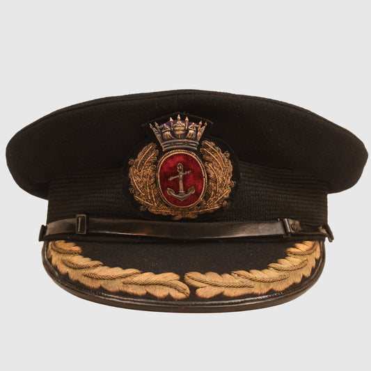 BRITISH WWII MERCHANT NAVY OFFICERS VISOR CAP - CAPTAIN AND ABOVE
