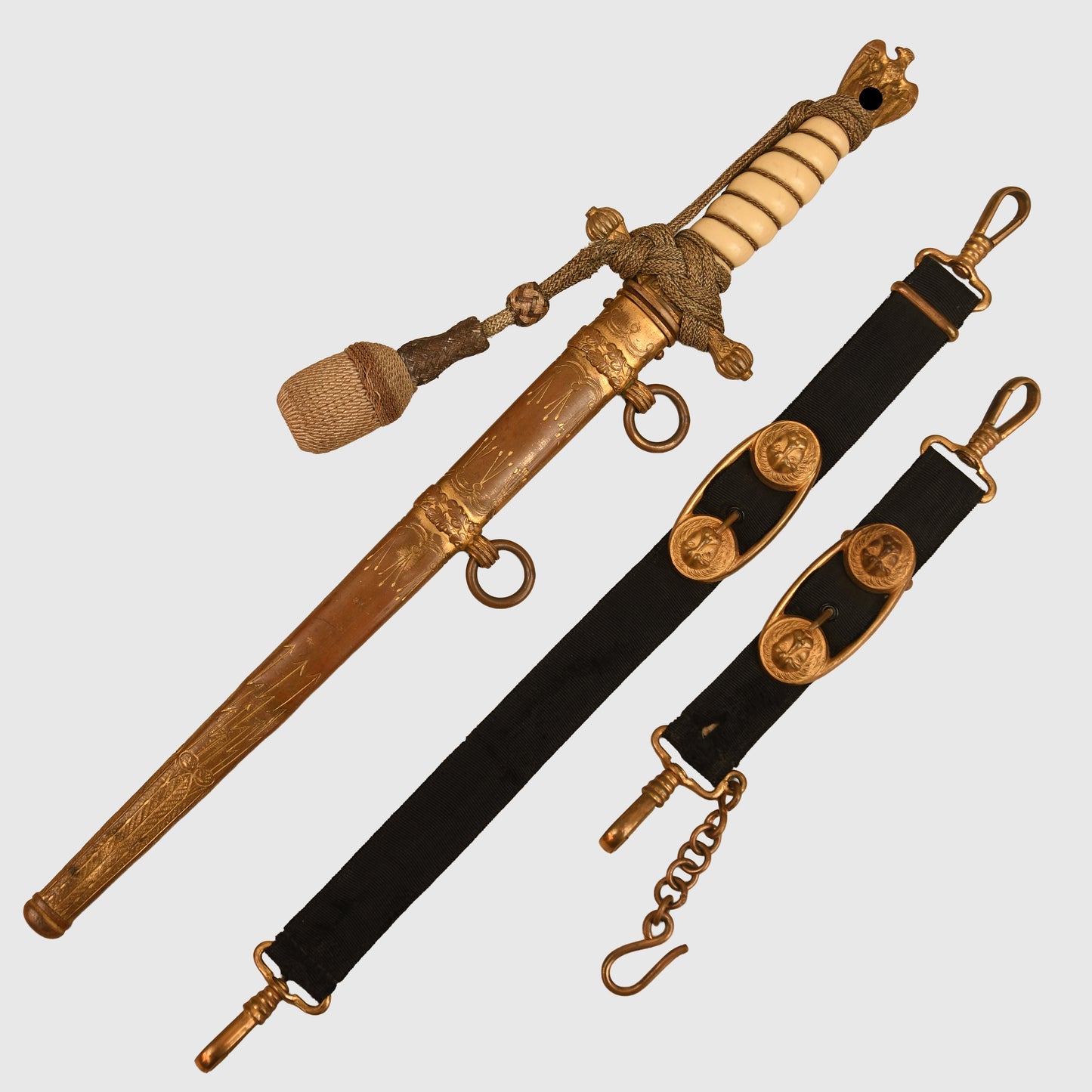 German WWII Kriegsmarine Officers Display Piece To A German Cross In Gold And U-Boat Officer