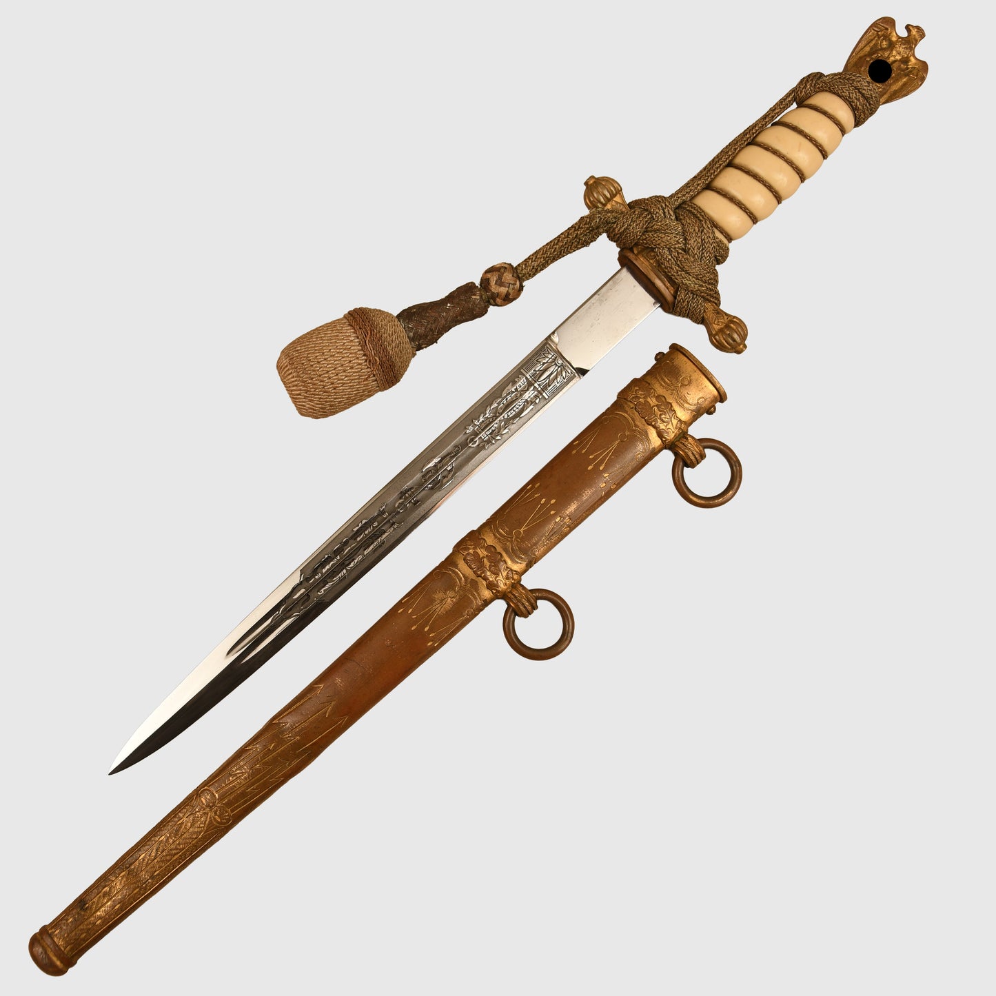 German WWII Kriegsmarine Officers Display Piece To A German Cross In Gold And U-Boat Officer