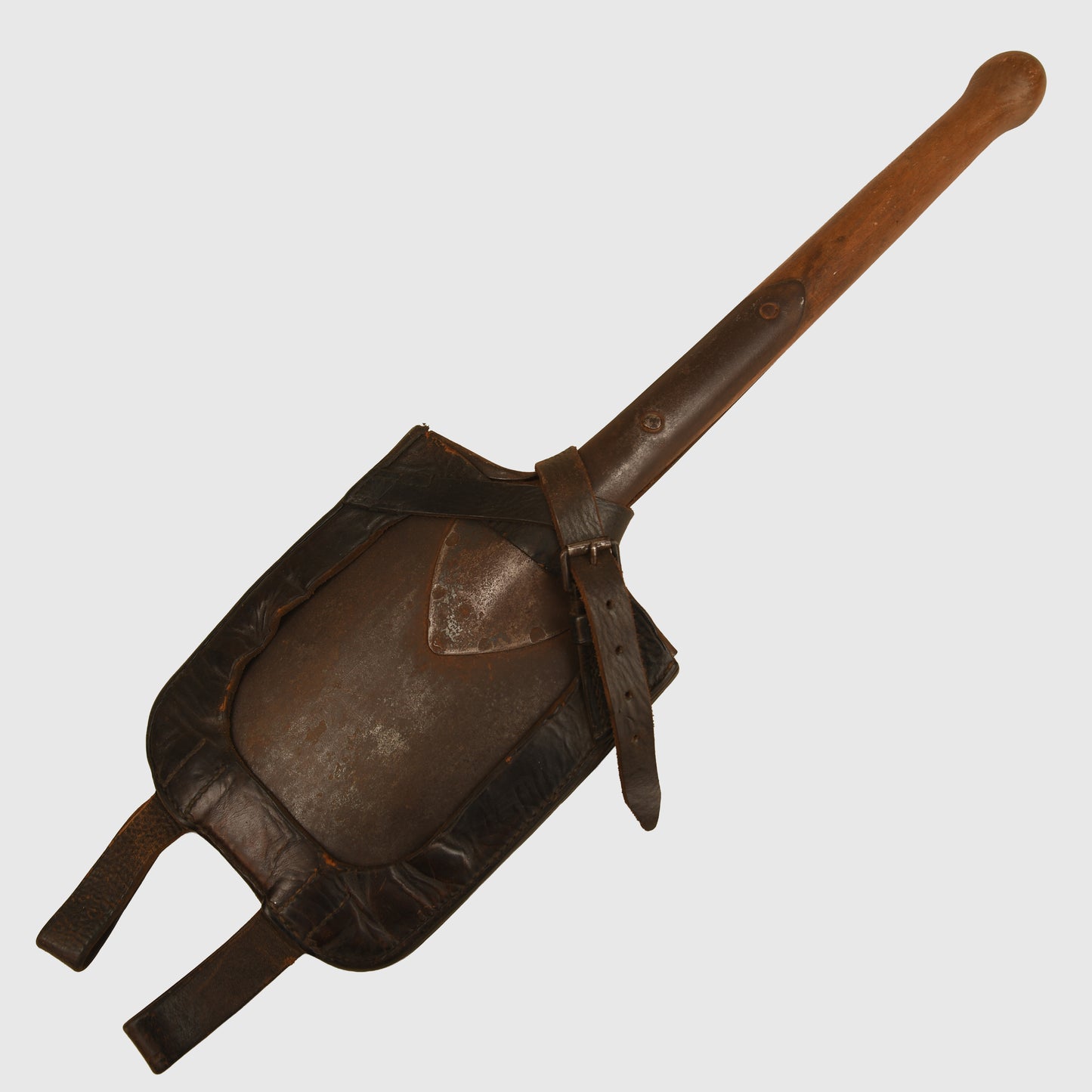 German WWII Soldier's Entrenching Tool with Leather Carrier
