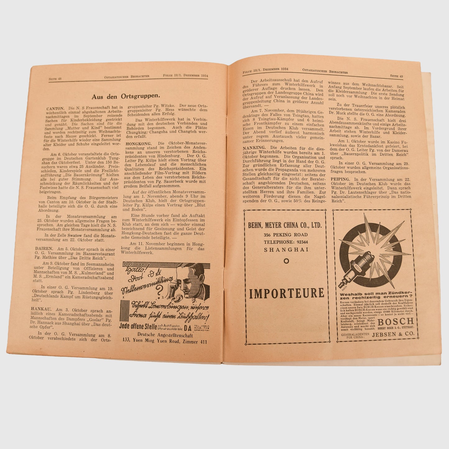 German WWII 1934 East Asian Regional Publication - China and Japan