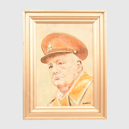 BRITISH WWII WINSTON CHURCHILL OIL PAINTING