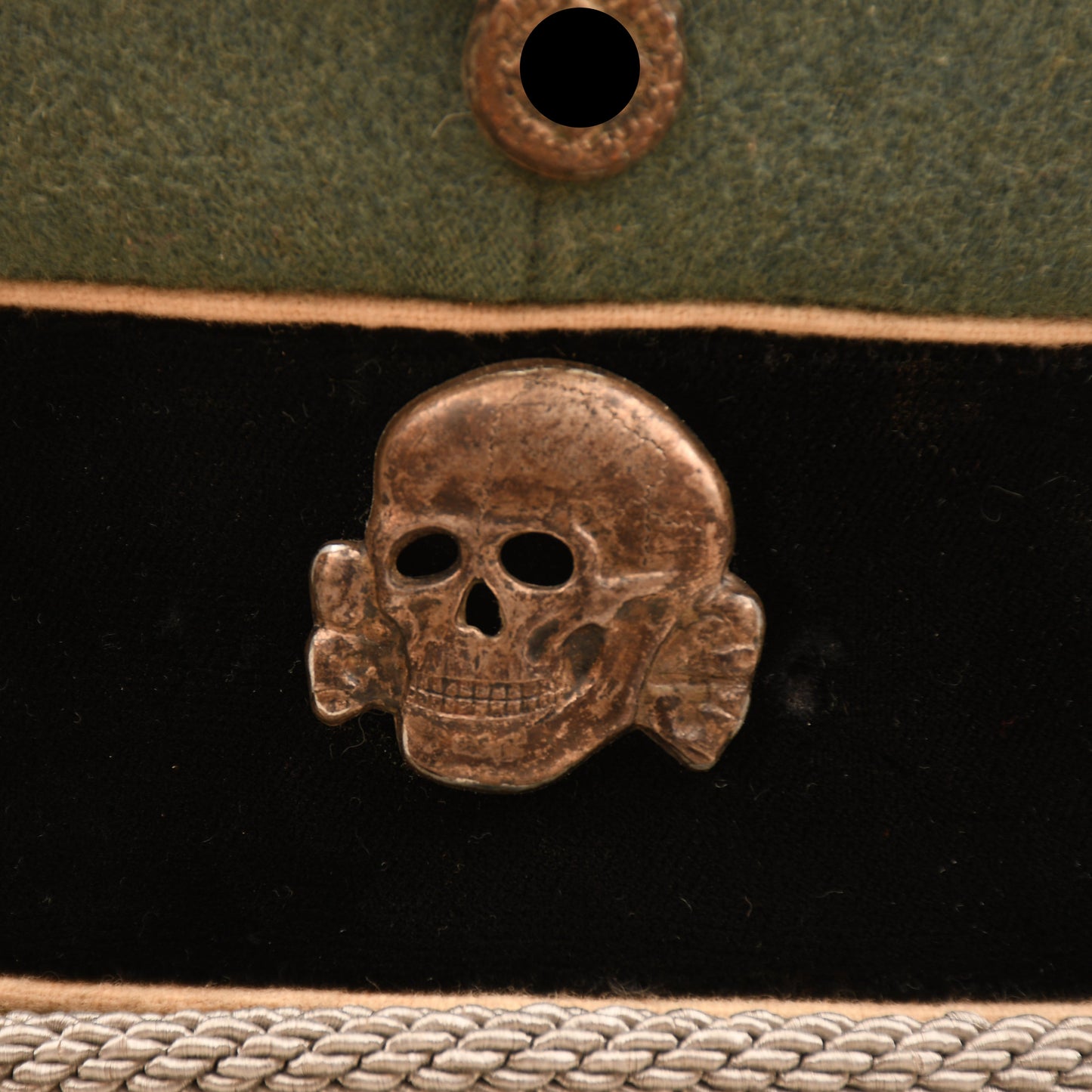GERMAN WWII WAFFEN SS VISOR CAP OFFICERS