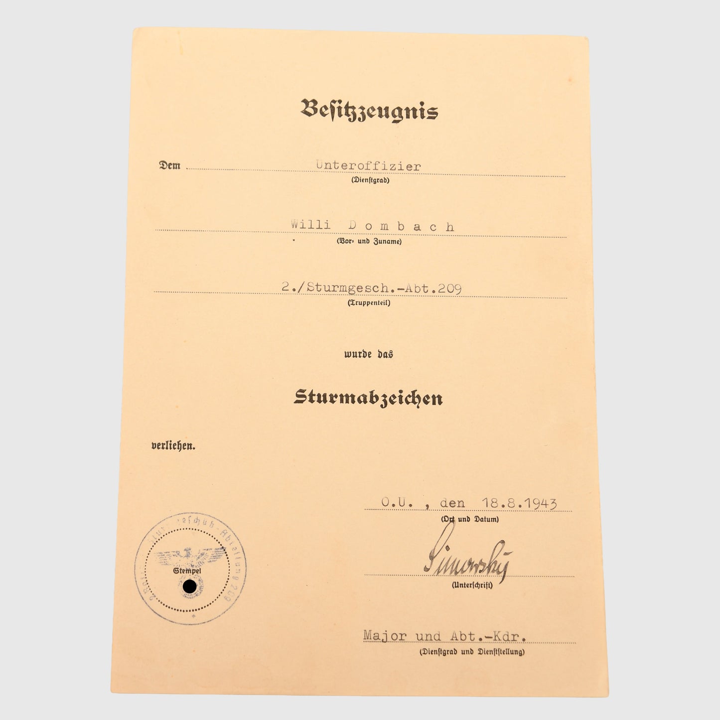 GERMAN WWII ASSAULT GUN PAPER GROUPING