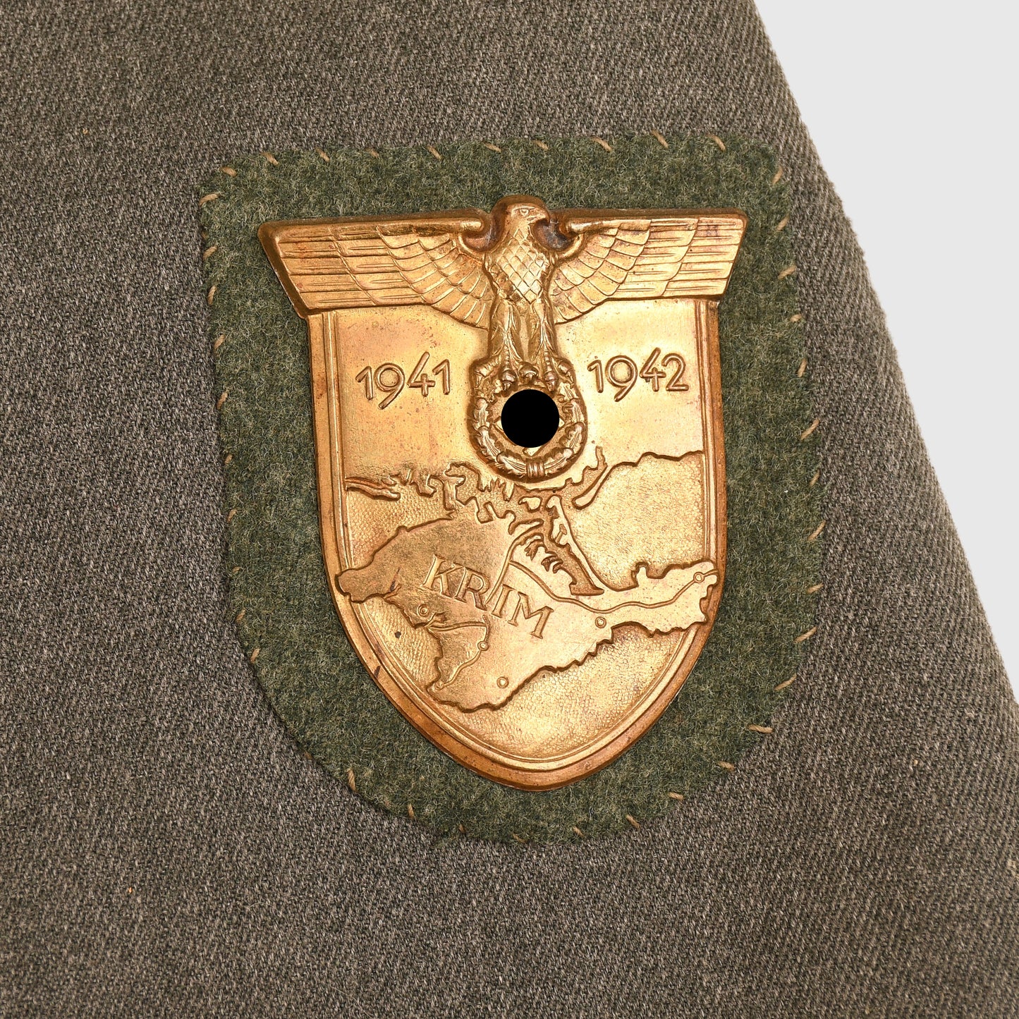 GERMAN WWII INFANTRY OBERLEUTNANT COMBAT TUNIC WITH KRIM SHIELD