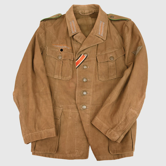 GERMAN WWII 1st PATTERN AFRIKAKORPS ENLISTED MAN’S TUNIC COMBAT WORN