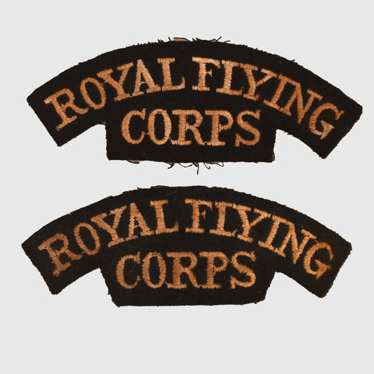 British WWI Royal Flying Corps Close Matching Shoulder Titles