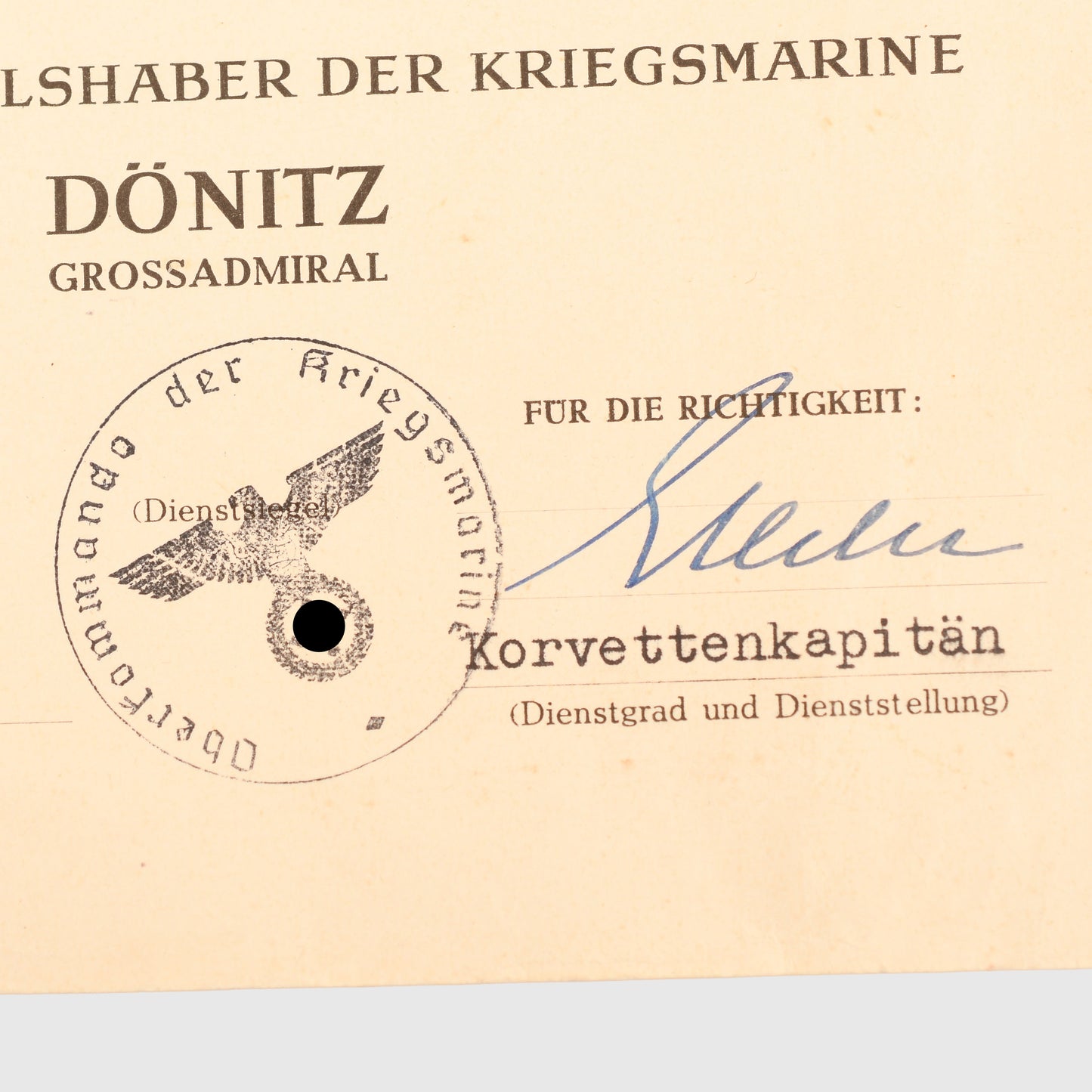 GERMAN WWII WAR SERVICE CROSS 2ND CLASS CITATION TO A FEMALE