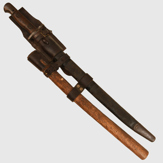 British WWI 1907 Sword Bayonet with 1914 Frog and Leather Helve Stick Holder