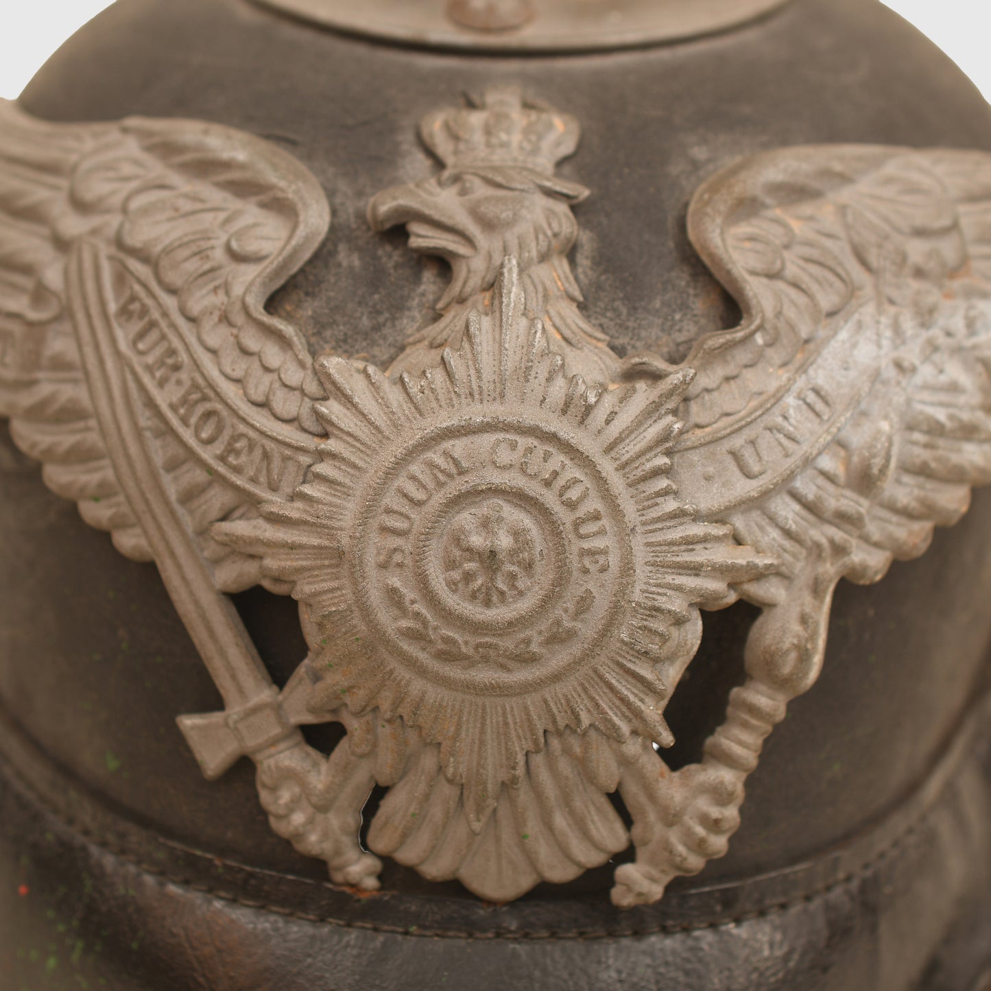 GERMAN WWI PRUSSIAN IMPERIAL GUARD ENLISTED MANS 1915 FIELD GREY PICKELHAUBE