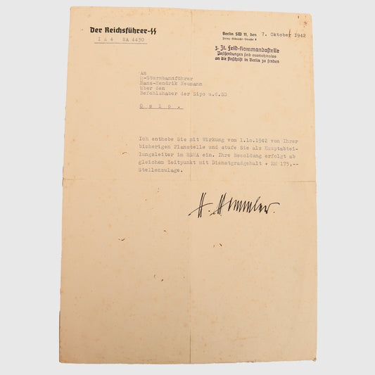 German WWII Heinrich Himmler Signature