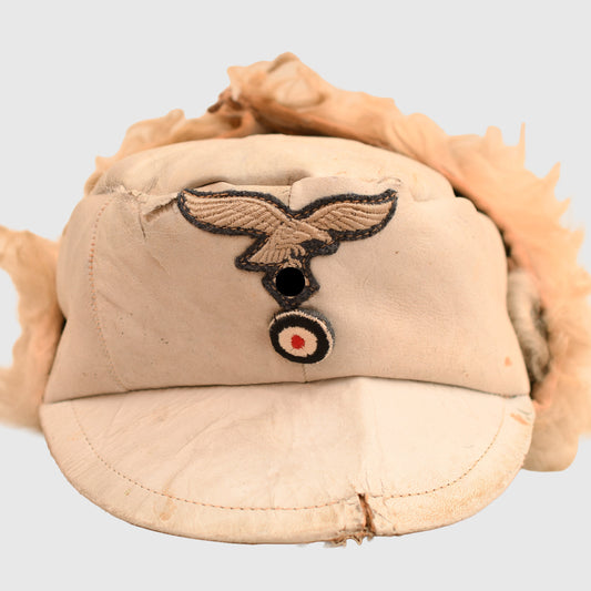 German WWII Luftwaffe White Winter Fur Hat