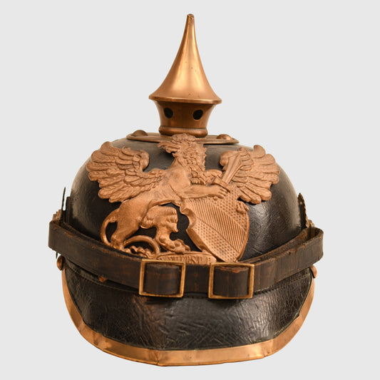German WWI Baden Enlisted Ranks All-Leather Pickelhaube