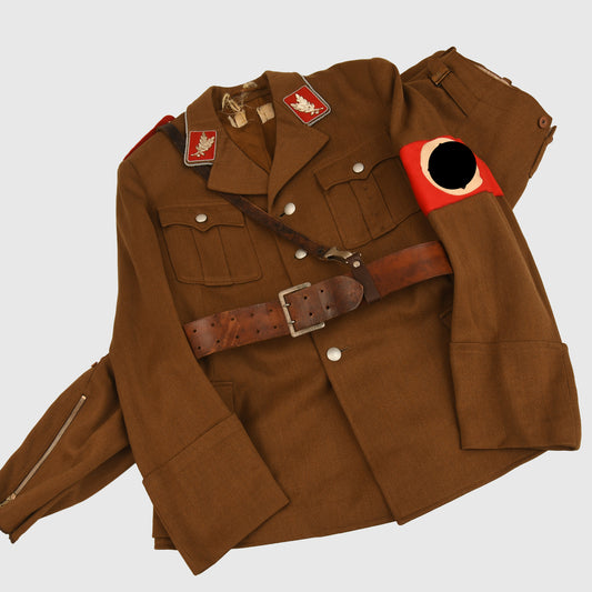 GERMAN WWII SA STANDARTENFUHRER’S TUNIC, BREECHES AND BELT