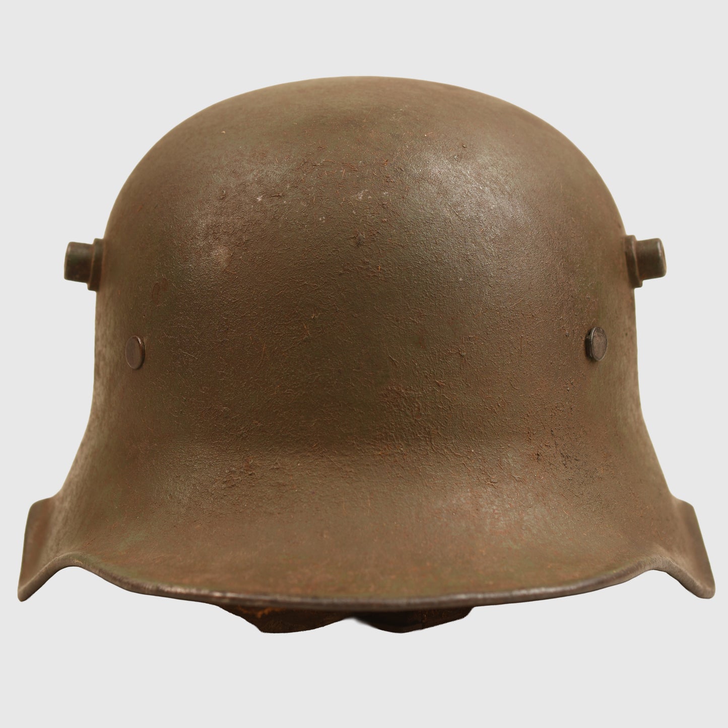 GERMAN WWI M.18 CUT OUT HELMET WITH REMAINS OF FLOCK FINISH