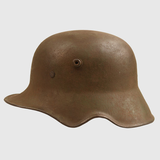 GERMAN WWI M.18 CUT OUT HELMET WITH REMAINS OF FLOCK FINISH
