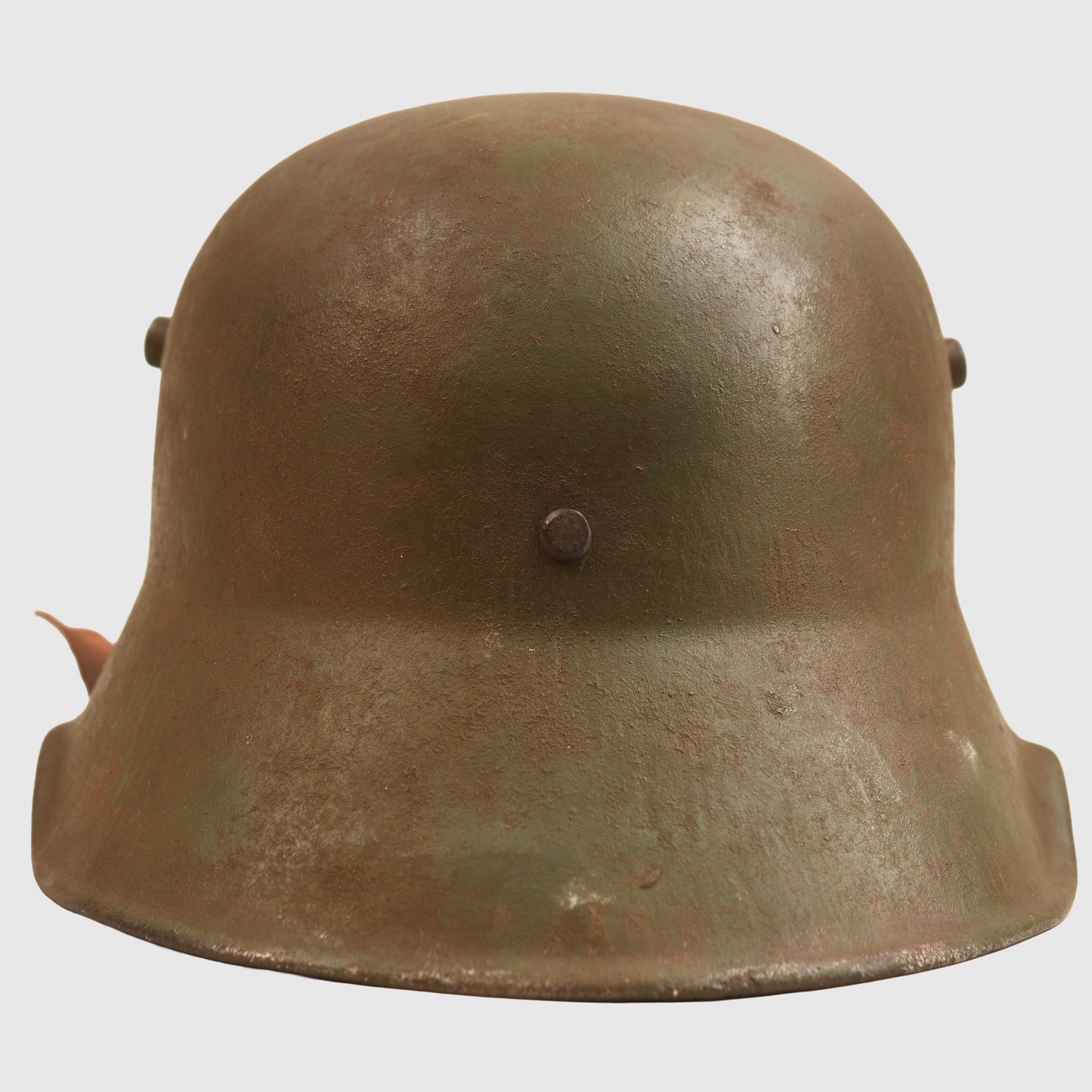 GERMAN WWI M.18 CUT OUT HELMET WITH REMAINS OF FLOCK FINISH