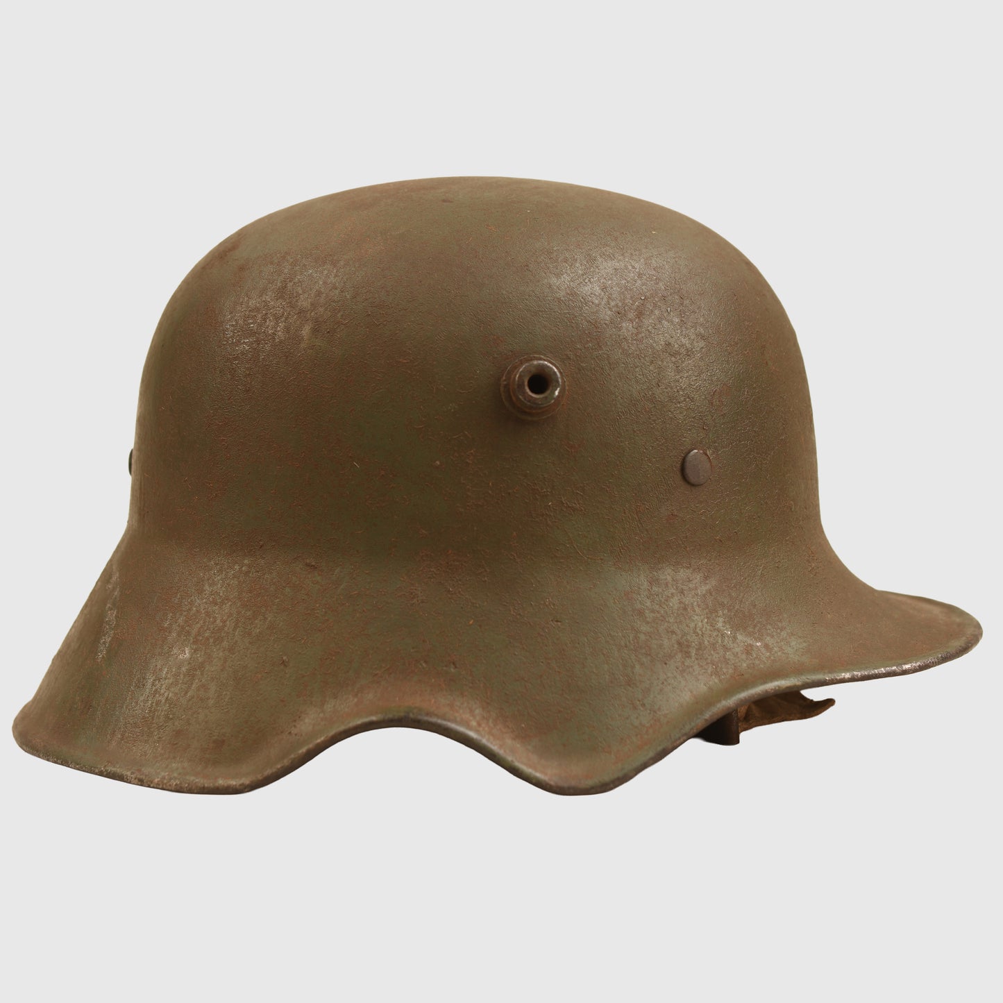 GERMAN WWI M.18 CUT OUT HELMET WITH REMAINS OF FLOCK FINISH