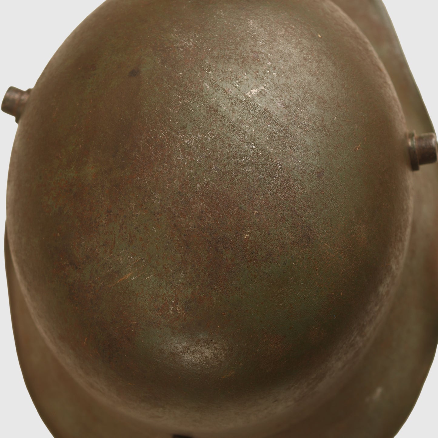 GERMAN WWI M.18 CUT OUT HELMET WITH REMAINS OF FLOCK FINISH
