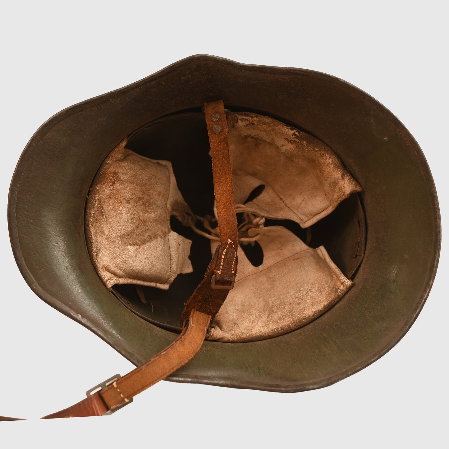 GERMAN WWI M.18 CUT OUT HELMET WITH REMAINS OF FLOCK FINISH
