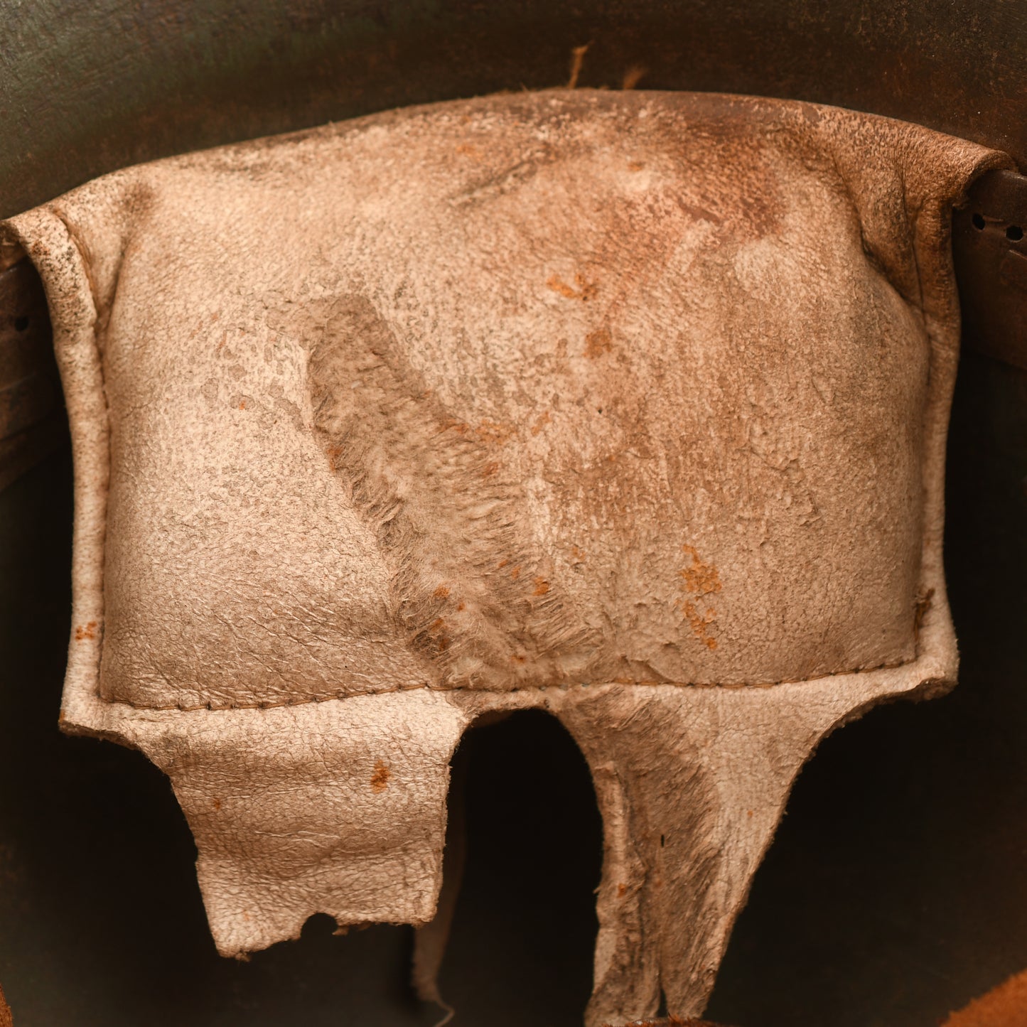 GERMAN WWI M.18 CUT OUT HELMET WITH REMAINS OF FLOCK FINISH