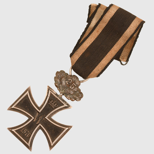 GERMAN FRANCO PRUSSIAN WAR IRON CROSS 2ND CLASS 1870 WITH 25 YEAR OAK LEAF